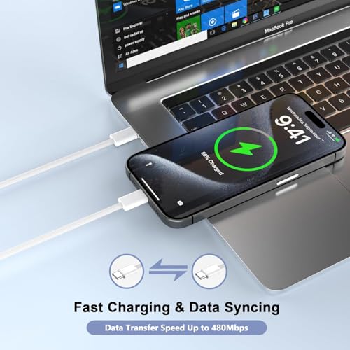 Ultimate Fast Charging Set for i Phone 16/15 – MFi Certified 2-Pack Type C Wall Charger with 6 FT Durable Woven USB-C Cables for i Phone 16 Pro Max, i Phone 15 Plus, i Pad Pro/Air/Mini – Enhanced Speed, Compatibility, and Portability for Home and Travel