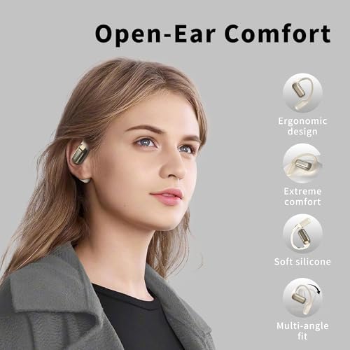Elevate Your Active Lifestyle with BUGANI Bluetooth 5.2 Open Ear Headphones – Sport-Optimized Wireless Earbuds Offering 32 Hours of Playtime, Rapid Charging, and Waterproof Durability for Enhanced Sound and Environmental Awareness During Running and Cycling