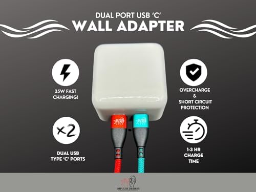 Experience Rapid Charging with Our 35 W Dual-Port USB Type-C Wall Adapter – Compact, Universal, and Safe Power Delivery for All Your Devices