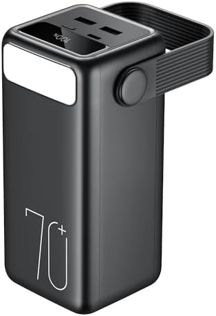 Ultra High-Capacity 70000 m Ah Power Bank – 22.5 W Fast Charging Portable Charger with LED Display & Built-In Flashlight – Ideal for Camping, Travel, and Emergency Use – Multiple Outputs for i Phone, Samsung, i Pad, and More – Stay Connected Anywhere with Long-Lasting Power Solution – Lightweight Design with Convenient Carry Strap and Real-Time Power Monitor – Comprehensive Safety Features Including Overcharge and Short Circuit Protection – Perfect for Outdoor Adventures and Unexpected Power Outages – Includes USB-C Charging Cable and 2-Year Customer Support for Peace of Mind