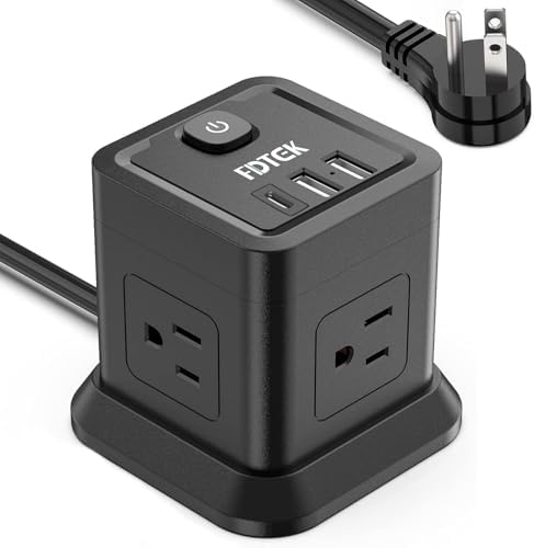 FDTEK Cube Power Strip with 4 Spacious Outlets & 3 USB Ports (1 USB-C) – Compact Green Power Solution for Home, Office, and Travel – Ultimate Surge Protection & Fast Charging Convenience