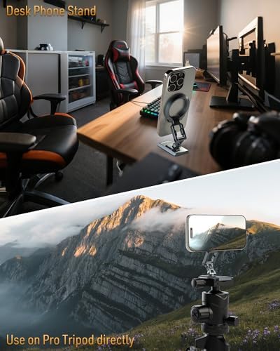 Revolutionary Dual Magnetic Phone Holder: Versatile Tripod Stand for i Phone 12-16, Perfect for Gym, Car, Airplane & More – Slim, Portable Design with Enhanced Stability and ARCA-Swiss Compatibility for Ultimate Convenience and Hands-Free Use
