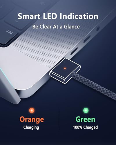 Zeit Nah 140 W USB-C to Magnetic 3 Charging Cable for Mac Book Pro & Air – 2 m Length for Rapid Power Delivery, Enhanced Durability, and Ultimate Convenience in Charging Solutions