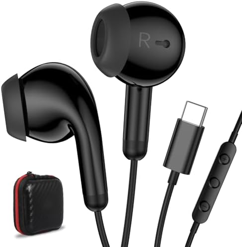 Premium USB C Earbuds for i Phone & i Pad – Superior Hi-Fi Stereo Headphones with Advanced Noise Isolation, Integrated Microphone, and Effortless Volume Control – Ideal for Audiophiles and Creative Professionals – Lightweight Ergonomic Design for Ultimate Comfort and Seamless Device Compatibility