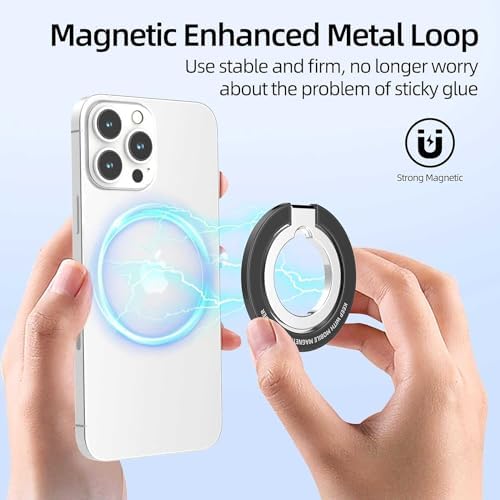 Magnetic Phone Ring Holder Adjustable Stand for MagSafe, Removable Magnetic Magnet Finger Grip Kickstand for iPhone 15 Pro Max 14 13 12,Compatible with Mag Safe Accessories Black – Enhanced Compatibility and Speed