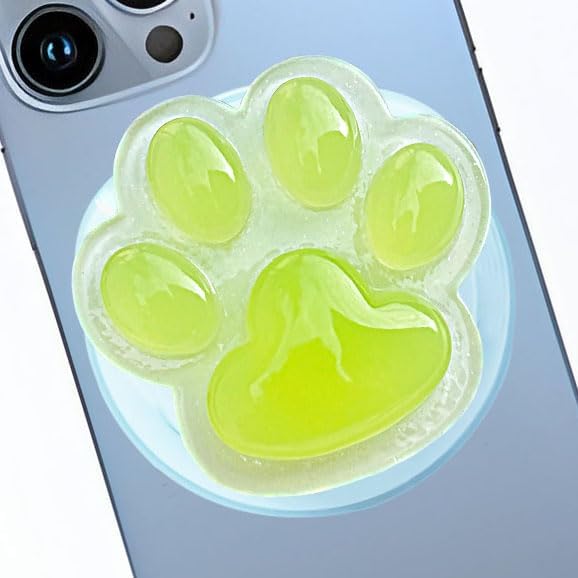 Cute Luminous Pink Cat Paw Magnetic Phone Grip Compatible with MagSafe,Kawaii 3D Shinny Phone Holder Stand for Kindle & iPhone – Adatper Iron Piece Included – Enhanced Compatibility and Speed