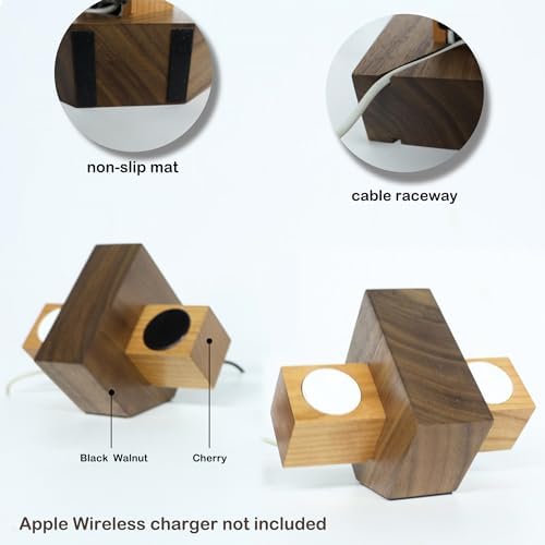 Transform Your Charging Setup with Our Elegant Black Walnut Dual i Watch Dock – Premium Stand for Apple Watch Ultra 2, SE, Series 10-1 (38-49 mm) – Chic Acrylic & Wood Fusion with Anti-Slip Base for Reliable Charging – Optimize Your Space with a Dual Device Charging Station Tailored for Apple Watch Aficionados and Tech Lovers.