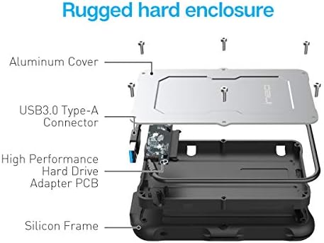 Rugged Waterproof & Shockproof 2.5″ External Hard Drive Enclosure – USB 3.0 Type-A SATA Adapter for 7 mm & 9.5 mm HDD/SSD – UASP Fast Data Transfer for PS4, PS5, Xbox – Tool-Free Installation for On-The-Go Storage