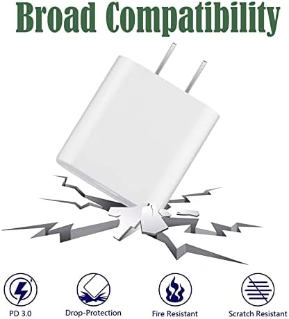 Apple MFi Certified 20 W PD Wall Charger with 3 FT USB C to Lightning Cable – Ultra-Fast Charging Solution for i Phone 14 Pro Max, 14, 13 Mini, 12, 11, XR, XS Max, i Pad Air 3, and Air Pods – Compact & Travel-Friendly Design for Enhanced Device Compatibility and Efficiency