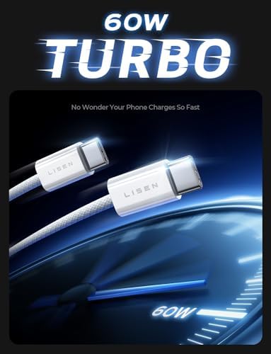 LISEN USB C to USB C Cable 5-Pack – Premium Fast Charging Solution with 60 W Power Delivery, Versatile Lengths (3.3 FT, 6.6 FT, 10 FT) for i Phone 16, i Pad Mini 6/Pro, Mac Book Pro 2020 & Samsung S23 – Durable, High-Speed Connectivity for All Your Devices
