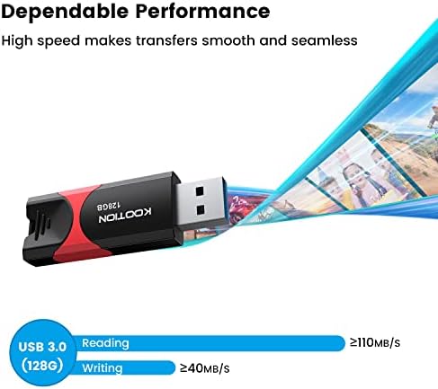KOOTION 256 GB USB 3.0 Flash Drive – High-Speed Retractable Thumb Drive with Rugged Design and LED Indicator for Reliable Data Storage and Transfer – Ideal Memory Stick for Professionals and Students