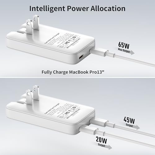 Sleek 65 W Dual-USB C Travel Charger – Portable Foldable Power Adapter with PD3.0 and PPS Technology for Rapid Charging of Mac Book, i Pad Pro, i Phone 16, Samsung Galaxy Book S25, LG Gram, XPS, Pixel 9 Pro – Unmatched Compatibility and Efficiency