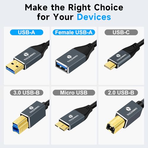 Retractable Coiled USB B to USB C Cable for High-Speed Data Transfer – 5 Gbps Compatibility with Mac, PC, Laptops, MIDI Keyboards, and DJ Controllers – Adjustable Length from 0.75 FT to 3.3 FT for Effortless Connectivity and Organization