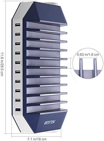 Ultimate BESTEK Power Station: 66 W Multi-Device USB Charging Hub with Quick Charge 3.0 and 2-Outlet Power Strip – Streamlined Charging Organizer for Home and Office Efficiency