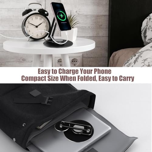 Magnetic Phone Stand for Desk, 360° Rotatable Foldable Magnetic Phone Holder Stand, Height&Tilt Adjiustable, Non Slip Base Magsafe Phone Holder for iPhone 15/14/13/12 Series/Magsafe Case (Silver) – Enhanced Compatibility and Speed