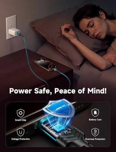 JSAUX 10 ft USB C Cable 2-Pack – High-Speed Charging & Data Transfer for i Phone 16 Series, Samsung Galaxy S20/S10/S9 & Note 20 – Durable Nylon Braided Design for Ultimate Reliability – Perfect for Home, Office & On-the-Go Use – Enhanced Compatibility with USB 3.1 Technology – Sleek Black Finish for Professional Aesthetics