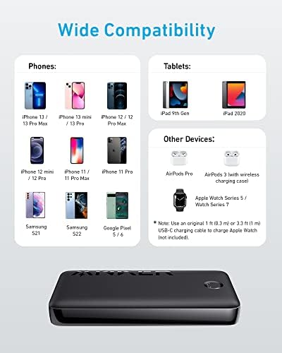 Anker 20,000 m Ah Fast Charge Power Bank – Ultra-Fast 22.5 W Portable Charger with Dual USB-A and USB-C Ports, Ideal for i Phone 16/15/14/13/12, Samsung Galaxy, i Pad Pro, Air Pods & Apple Watch – Compact and Durable for On-the-Go Power Solutions