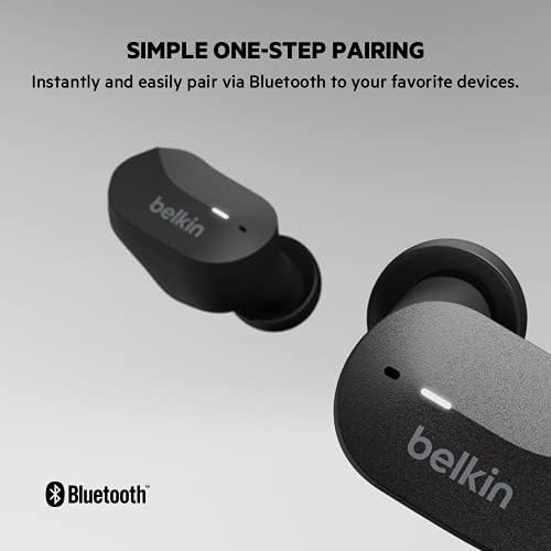 Belkin Sound Form True Wireless Earbuds – Premium Bluetooth 5.0 Headphones with Touch Controls & IPX5 Water Resistance for i Phone 14 & Galaxy S23 – Effortless Hands-Free Calling & Compact Charging Case – Stylish White Design for Active Lifestyles