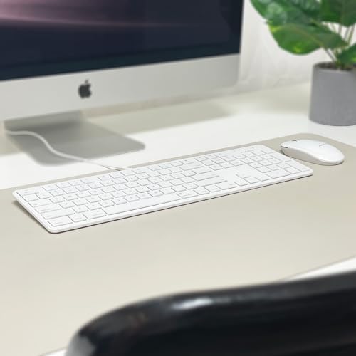 Enhance Your Workspace with the Macally Ultra-Slim USB Wired Keyboard – Full-Size Design & Number Keypad for Mac & Windows Devices, Elegant Silver Finish for Style and Durability