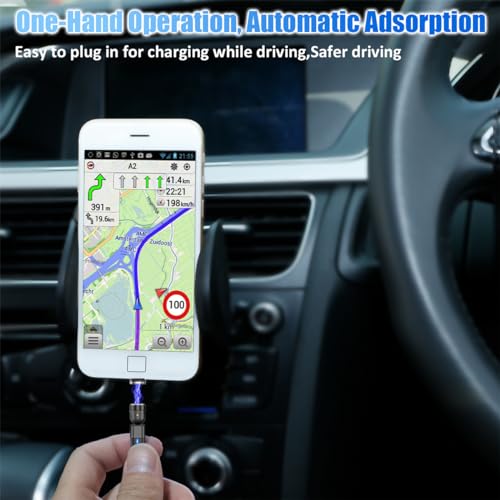 Revolutionary 3-in-1 Magnetic Charging Cable Set – Versatile Micro USB, Type-C, and Lightning Compatibility with 360° Rotating Connectors and LED Status Indicator – Durable, High-Quality Blue Cables Available in 3 FT and 6 FT Lengths for Ultimate Convenience On-the-Go