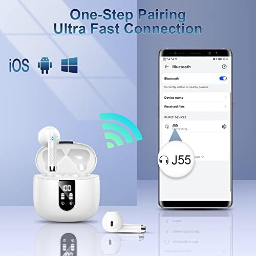 Ultimate Freedom: 2024 Bluetooth V5.4 Noise Cancelling Wireless Earbuds with IP7 Waterproofing, 40-Hour Battery Life, Dual LED Display, and Enhanced Call Clarity for Android/i OS – Chic Green Design for Active Lifestyle