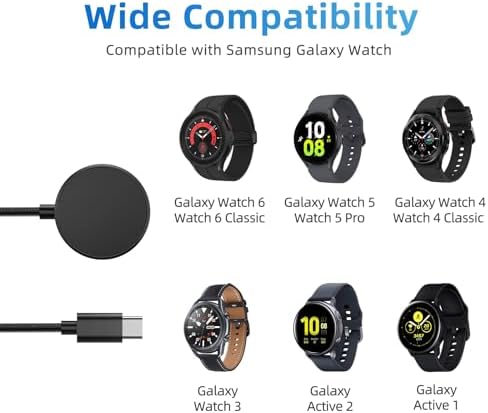 Efficient USB C Charger for Samsung Galaxy Watch Series – Premium Nylon Cables for Galaxy Watch 7/6/5/4/3/Active 2 – Rapid Charging with Advanced Safety Features for Everyday Use and Travel Convenience