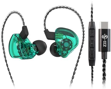 Kinboofi CCZ Melody Dynamic Dual Driver In-Ear Monitor Earbuds with Mic – Premium Hi-Fi Wired Headphones for Musicians, Deep Bass Sound with Ergonomic Comfort, Ideal for Studio and On-the-Go Listening