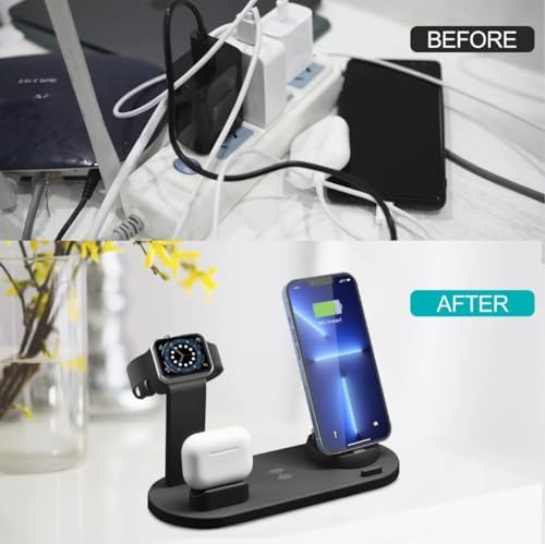 Sleek Multi-Device Wireless Charging Station for Apple & Samsung – Fast Universal Charger Stand with Safety Features for Effortless Power Management, Black – Optimize Your Charging Experience Today
