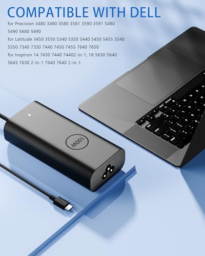 Ultra-Fast 100 W USB-C Laptop Charger for Dell Precision & Inspiron Models – Superior Compatibility, Smart Protection & Efficient Power Delivery for Enhanced Productivity and Safety