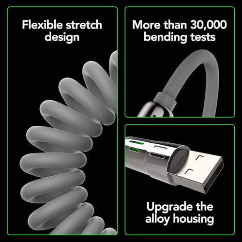 Universal 4-in-1 Coiled USB Charging Cable for Fast 240 W Power Delivery – Multi-Device Compatibility for i Phone 16/15/14/13, i Pad, Samsung, Mac Book, and More – Tangle-Free 6 Ft Design for Effortless Charging Anywhere – Elevate Your Charging Efficiency with Enhanced Durability