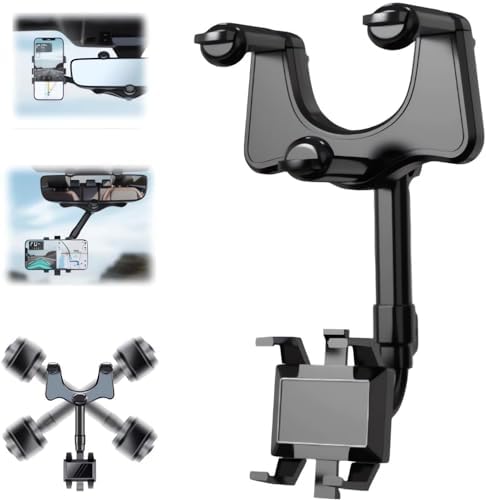 Revolutionize Your Commute with the 360-Degree Rearview Mirror Phone Holder – Advanced Multifunctional Car Mount for Effortless Navigation, Hands-Free Calls, and Music Control – Secure, Easy-to-Install Accessory Compatible with All Smartphones