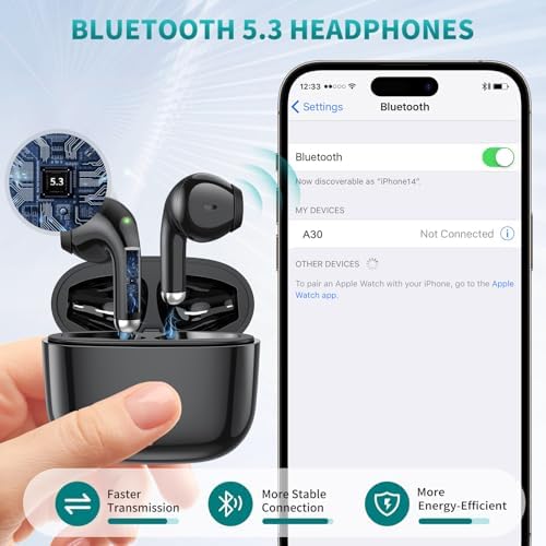Revolutionary True Wireless Earbuds with Advanced Bluetooth 5.3 Technology – Unmatched Noise-Canceling Earphones Compatible with i Phone 16 Pro Max & Samsung Galaxy S25 – Lightweight Ergonomic Design, Superior HD Microphone, and Extended Battery Life for Ultimate Audio Freedom