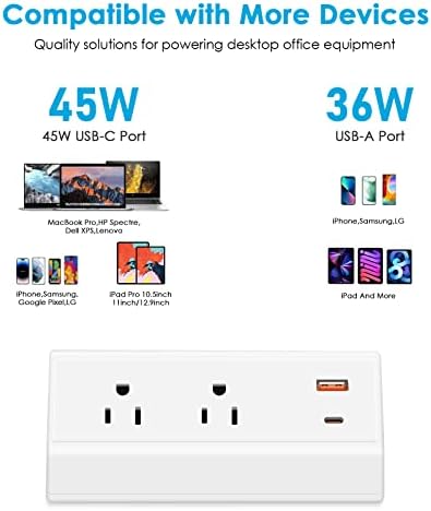 CCCEI Professional Desk Power Strip with 18 W USB-C Fast Charging, 800 J Surge Protection, and 6 FT Clamp-Mount Flexibility for Enhanced Workspace Efficiency – Ultimate Desktop Outlet Solution for Home and Office Use