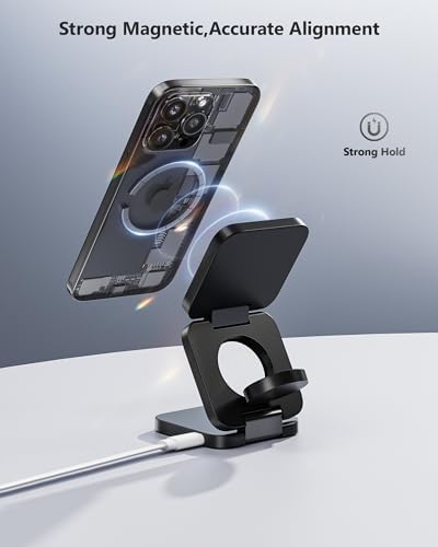 Antank 3-in-1 Magnetic Wireless Charging Station for Apple Devices – Compact Foldable Charger for i Phone 16/15/14/13/12, Air Pods Pro/2/3, and Apple Watch Series Ultra/SE/9/8/7/6/5/4/3/2/1 – Fast Charging, Enhanced Compatibility, Ideal for Travel and Home Use