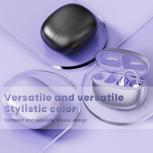 Elevate Your Audio Experience with Cutting-Edge Open Ear Clip Bluetooth 5.4 Earbuds – Ergonomic, IPX7 Waterproof Wireless Headphones Featuring 36-Hour Playtime, Built-In Microphone, and Stylish Purple Design for Active Lifestyles and Ultimate Comfort – Ideal for i OS & Android Users