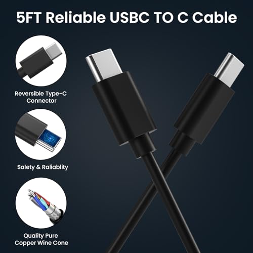 45 W Super Fast Type C Charger with 5 FT Durable Cable – Dual USB-C Power Adapter for Samsung Galaxy S24/S23/S22 Ultra/Note 10 Plus & Galaxy Tab S8 – Efficient, Travel-Ready Charging for On-the-Go Lifestyles