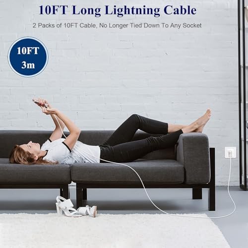 Ultimate 2-Pack i Pad Charger Set: 10 FT Lightning Cable & 12 W Foldable USB Wall Adapter for Quick & Reliable Charging – Compatible with i Pad 4/5/6/7/8/9, Mini & Air Models – Travel-Friendly Design for Uninterrupted Use