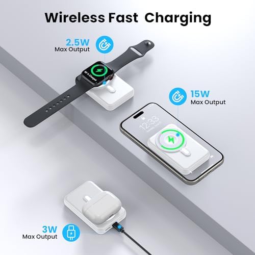 Revolutionary 3-in-1 Magnetic Power Bank 12000 m Ah – Ultra-Fast 22.5 W PD Charging with LCD Display, Wireless Compatibility for i Phone 12-16, i Watch, and Air Pods – Unmatched Portability and Efficiency for On-the-Go Power Solutions