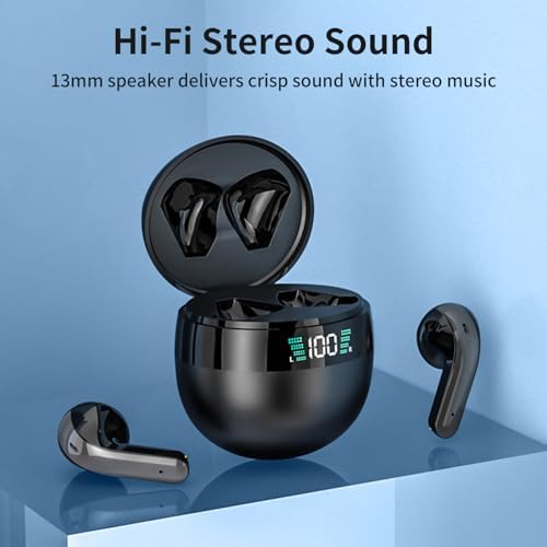 Revolutionary Bluetooth 5.5 Wireless Earbuds – Ergonomic Hi-Fi Stereo Sound Buds with Touch Control and LED Battery Indicator for Seamless i OS & Android Pairing – Ideal for Fitness Enthusiasts and Music Lovers on the Move