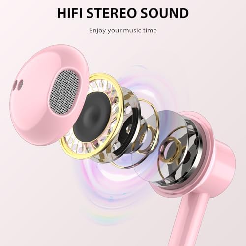 Transform Your Audio Experience with ASKUBSKU Pink USB Wired Headset: 7.5 Ft Premium Earbuds Featuring Advanced Noise-Canceling Microphone for PC – Perfect for Gaming, Remote Work, and Extended Comfort with Ergonomic Design and Instant Mute Control
