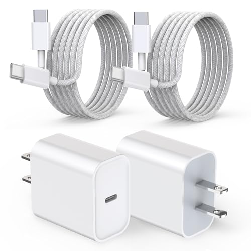 Ultimate Fast Charging Set for i Phone 16/15 – MFi Certified 2-Pack Type C Wall Charger with 6 FT Durable Woven USB-C Cables for i Phone 16 Pro Max, i Phone 15 Plus, i Pad Pro/Air/Mini – Enhanced Speed, Compatibility, and Portability for Home and Travel