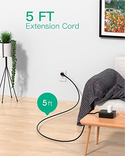 MIFASOPOWER Surge Protector Power Strip – 8 Wide Outlet Charging Station with 4 USB Ports (Including USB-C) and 5 FT Heavy-Duty Extension Cord – Space-Saving Flat Plug Design for Home, Dorm, or Office – Overload Protection & Wall-Mountable Convenience