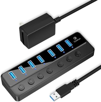 Revolutionize Your Connectivity with the Qeefun 4-Port USB 3.0 Hub – High-Speed 5 Gbps Data Transfer, Individual LED Power Switches, and 2 ft Extension Cable for Ultimate Flexibility – Perfect USB Splitter for Laptops, PCs, i Macs, and More! Enhance Your Workspace Efficiency and Control Multiple Devices Effortlessly!