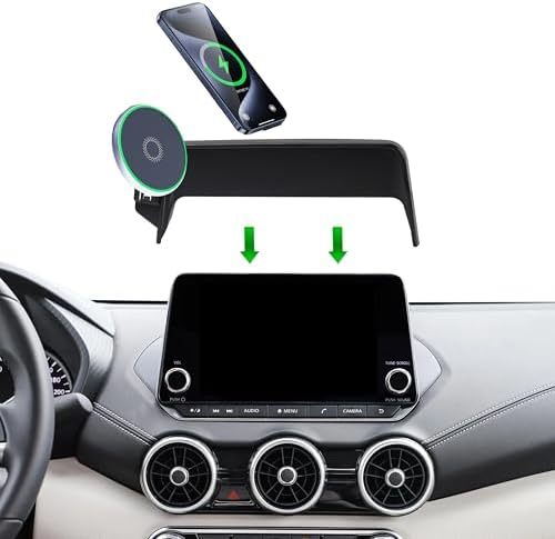 Car Phone Holder for 2021-2025 Nissan Rogue/2019-2025 Altima/2020-2025 Sentra Accessories 15W Fast Wireless Charger 8-in Screen Fixed Clip Cell Phone Mount Hands-Free 360 Degree Rotation – Enhanced Compatibility and Speed