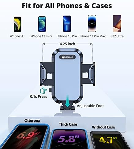 VICSEED Military-Grade Car Phone Holder Mount – Ultra-Stable Anti-Shake Design for CD Slot & Air Vent Installation, Thick Case Compatible for i Phone 16, 15, 14 & All Samsung Models – Unmatched Durability & Versatile Usage for Enhanced Driving Safety