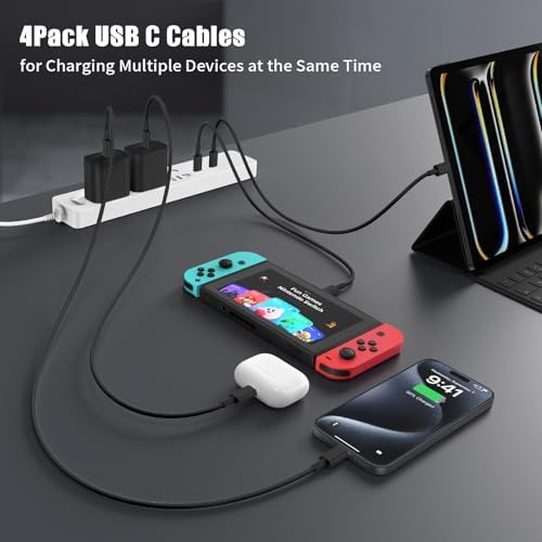 6-Foot USB C Cable for i Phone 15 – 3-Pack Durable Woven Fast Charging Solution for i Phone 16, Mac Book Pro, and Samsung Galaxy S23 Ultra – Optimal Length for Home, Office, and Travel Use – 60 W Power Delivery & High-Speed Data Transfer