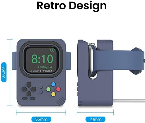 Delidigi Silicone Charging Dock for Apple Watch – High-Speed, Secure and Portable Stand for Ultra, SE2, Series 8-1 (49 mm-38 mm) – Stylish Dark Grey Design Ensuring Stability and Effortless Charging Convenience