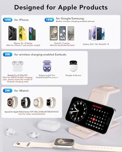 HATALKIN Advanced 3-in-1 Wireless Charging Hub: Ultimate Power Station for Apple Watch, i Phone 16/15/14/13/12 Pro Max/X/XS, and Air Pods Pro – Rapid Intelligent Charging in a Modern, Space-Saving Design for Effortless Home and Office Efficiency