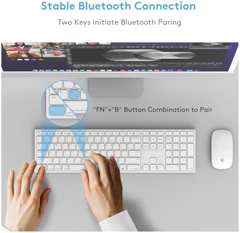 Upgrade Your Typing with a Wireless Bluetooth Keyboard & Numeric Keypad for Mac – Rechargeable, Sleek Design, Ultimate Compatibility with i Mac, Mac Book, i Pad for Enhanced Productivity and Efficiency