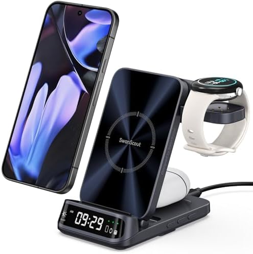 3-in-1 Wireless Charger Station for Pixel Watch 3/2 & Google Devices – Fast Charging Hub for Pixel 9 Pro Fold/9 a/9 Pro/8 Series – Sleek, Compact Design with Enhanced Compatibility and Speed